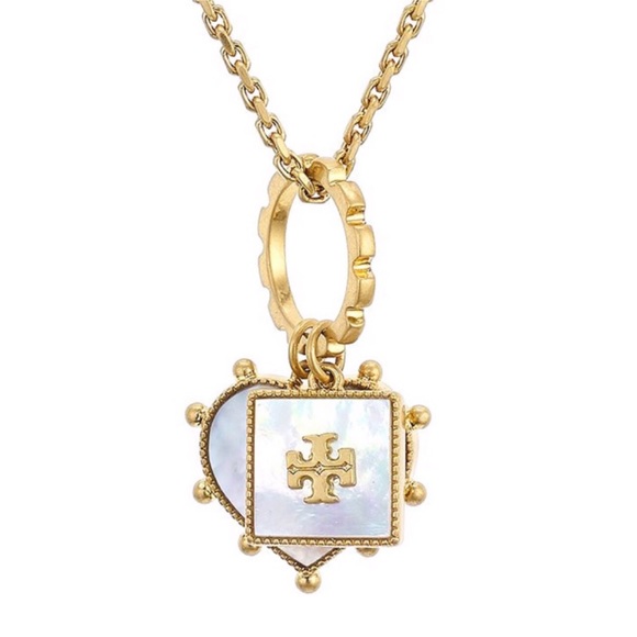 Tory Burch Jewelry Tory Burch Mother Of Pearl Logo Charm Necklace